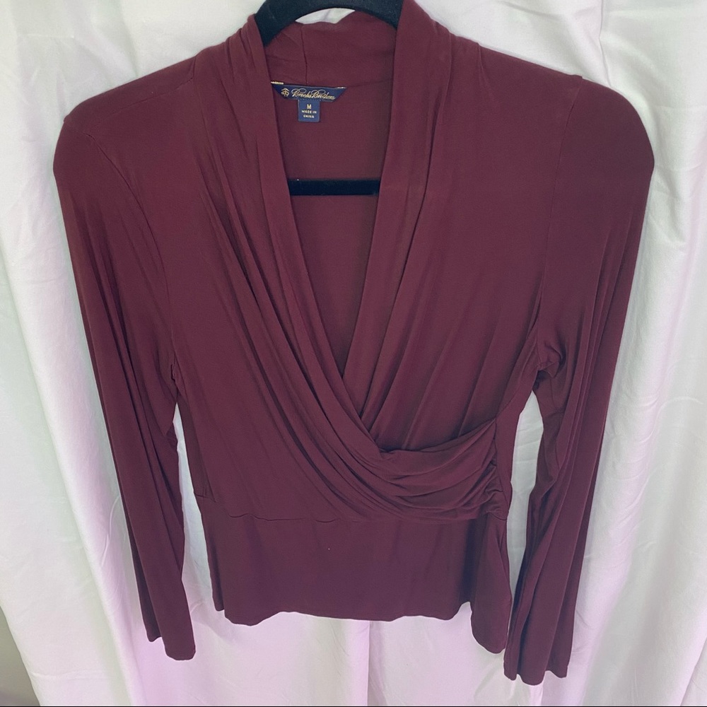 Maroon long sleeve brooks brothers top